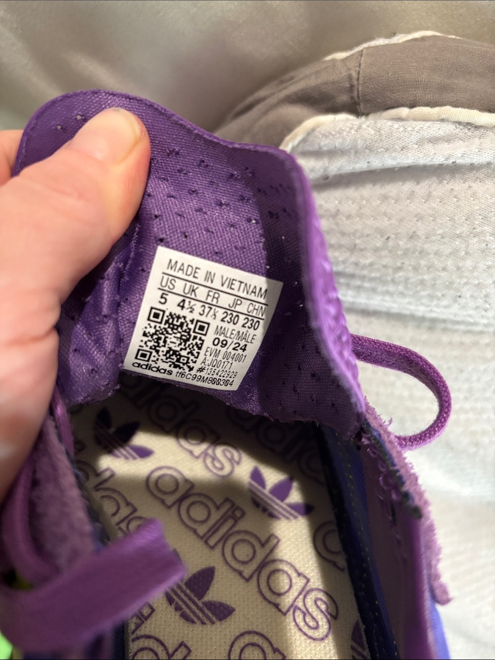 adidas Purple Sneakers with Neon Yellow Accents - Picture 5 of 5